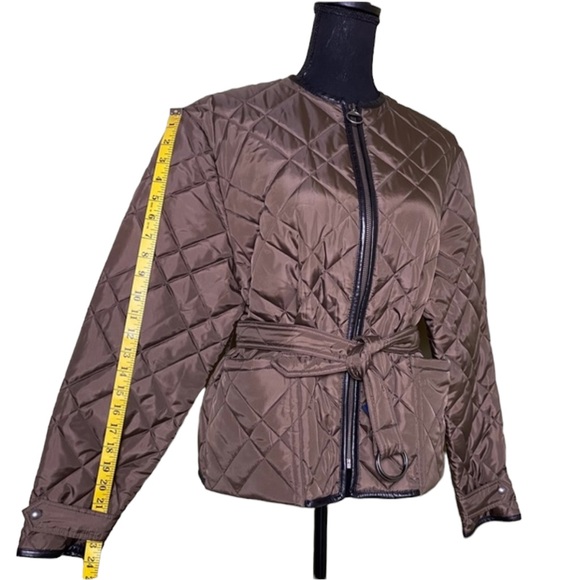 NWT Polo Ralph Lauren Belted Quilted Jacket Leather Trim - Picture 9 of 16